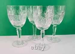 Set of 4 WATERFORD WINE Goblets Glasses CUT Crystal EXCELLENT! Signed SEE WAT140