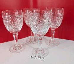 Set of 4 WATERFORD WINE Goblets Glasses CUT Crystal EXCELLENT! Signed SEE WAT140