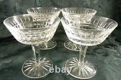 Set of 4 Waterford Glenmore 4.75 Clear Cut Crystal Open Champagne Glasses VGC