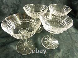 Set of 4 Waterford Glenmore 4.75 Clear Cut Crystal Open Champagne Glasses VGC