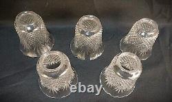 Set of 5 Antique Diamond Cut Crystal Glass chandelier Lamp Shades Fitter 2.25