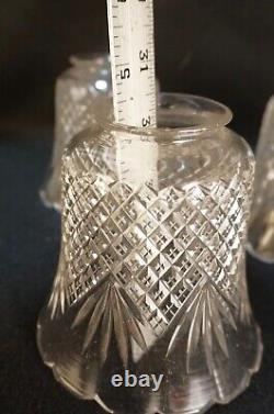 Set of 5 Antique Diamond Cut Crystal Glass chandelier Lamp Shades Fitter 2.25