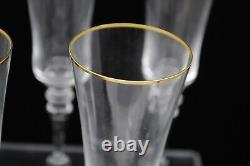 Set of 5 Baccarat France Vienne Gold Trimmed Crystal Champagne Glasses 8 5/8