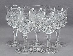 Set of 5 Stourbridge Strawberry Diamonds & Hobstar Pennants Cut Crystal Wines