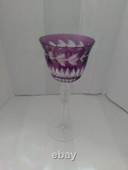 Set of 5 Vintage German Multicolor Cut To Clear Crystal Wine Glasses & Bowl/Mug