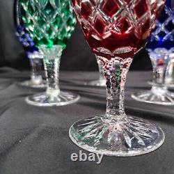 Set of 6 Ajka Arabella Cut to Clear Crystal Iced Tea Glasses (Goblets), 7.75
