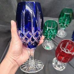 Set of 6 Ajka Arabella Cut to Clear Crystal Iced Tea Glasses (Goblets), 7.75