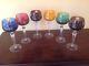 Set of 6 Bohemian Cut to Clear Crystal Hock Wine Goblet Glasses 8Various Colors