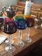 Set of 6 Crystal Colored Cut To Clear Czech Bohemian Hock Wine Glass 8