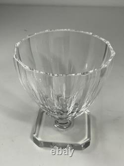 Set of 6 Cut Paneled Bowls on Square Feet Crystal Wine Glasses 3.5 in