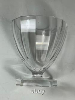 Set of 6 Cut Paneled Bowls on Square Feet Crystal Wine Glasses 3.5 in