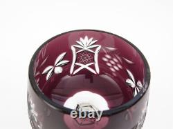 Set of 6 Czech Bohemian Cased Crystal 8 Tall Wine Goblet Glasses Cut to Clear