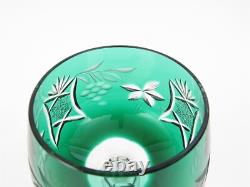 Set of 6 Czech Bohemian Cased Crystal 8 Tall Wine Goblet Glasses Cut to Clear