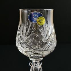 Set of 6 Elegant Hand-Cut Crystal Shot Liquer Glasses by NEMAN, 2 oz, 5.9-Tall