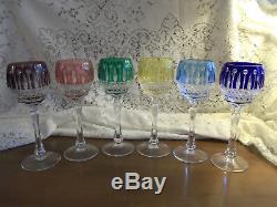 Set of 6 Faberge Xenia Cut to Clear Crystal Wine Glasses all Signed