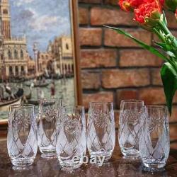 Set of 6 Hand-Cut Crystal Highball Glasses Neman Vintage Russian Glasses