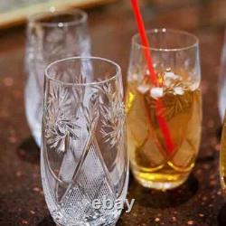 Set of 6 Hand-Cut Crystal Highball Glasses Neman Vintage Russian Glasses