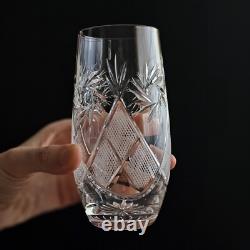 Set of 6 Hand-Cut Crystal Highball Glasses Neman Vintage Russian Glasses