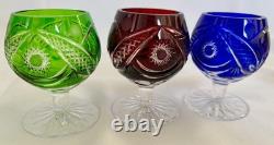 Set of 6 Nachtmann Traube Cut to Clear Crystal Brandy Glasses 3 1/8 RARE