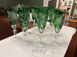 Set of 6 Nachtmann Traube Emerald cut to clear Champagne Flutes
