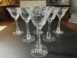Set of 6 Rare Hawkes In Talisman Crystal Liquor Cocktail Glasses, 6 5/8''H, MINT