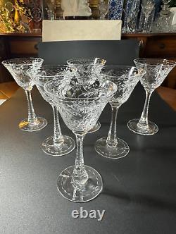 Set of 6 Rare Hawkes In Talisman Crystal Liquor Cocktail Glasses, 6 5/8''H, MINT