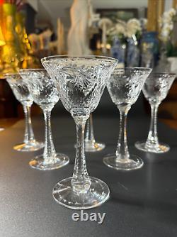 Set of 6 Rare Hawkes In Talisman Crystal Liquor Cocktail Glasses, 6 5/8''H, MINT