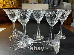 Set of 6 Rare Hawkes In Talisman Crystal Liquor Cocktail Glasses, 6 5/8''H, MINT