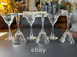 Set of 6 Rare Hawkes In Talisman Crystal Liquor Cocktail Glasses, 6 5/8''H, MINT