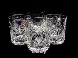 Set of 6 Russian Cut Crystal Rocks Glasses 11 oz Soviet / USSR Whiskey Scotch