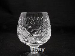 Set of 6 Russian Cut Crystal Snifter Glasses 5 oz USSR Soviet Cognac Goblet