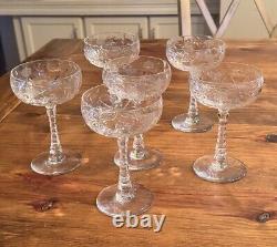 Set of 6 VTG Rock Sharpe Atlantis Cut Crystal Cocktail Glasses 5 3/4