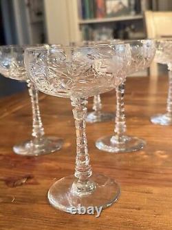 Set of 6 VTG Rock Sharpe Atlantis Cut Crystal Cocktail Glasses 5 3/4