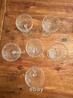 Set of 6 VTG Rock Sharpe Atlantis Cut Crystal Cocktail Glasses 5 3/4