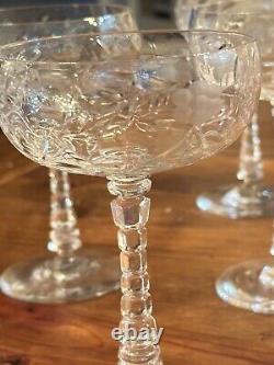 Set of 6 VTG Rock Sharpe Atlantis Cut Crystal Cocktail Glasses 5 3/4