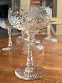 Set of 6 VTG Rock Sharpe Atlantis Cut Crystal Cocktail Glasses 5 3/4