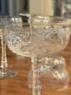 Set of 6 VTG Rock Sharpe Atlantis Cut Crystal Cocktail Glasses 5 3/4
