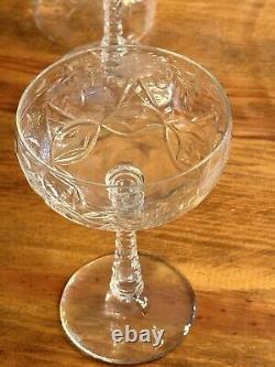 Set of 6 VTG Rock Sharpe Atlantis Cut Crystal Cocktail Glasses 5 3/4