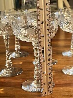 Set of 6 VTG Rock Sharpe Atlantis Cut Crystal Cocktail Glasses 5 3/4
