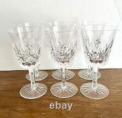 Set of 6 Waterford Cut Crystal Lismore 6 7/8 Inch 9 oz Water Goblet Mint