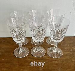 Set of 6 Waterford Cut Crystal Lismore 6 7/8 Inch 9 oz Water Goblet Mint