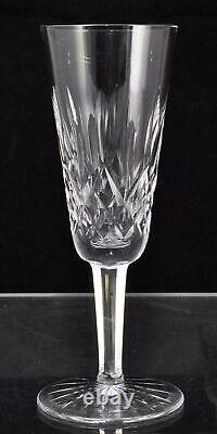 Set of 6 Waterford Cut Crystal Lismore 7 1/4 Inch Fluted Champagne Glasses