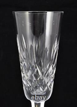 Set of 6 Waterford Cut Crystal Lismore 7 1/4 Inch Fluted Champagne Glasses