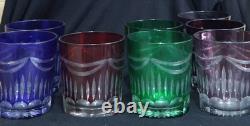 Set of 8 Bohemian Crystal Cut to Clear Tumblers Old Fashioned Glasses