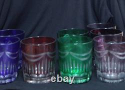 Set of 8 Bohemian Crystal Cut to Clear Tumblers Old Fashioned Glasses