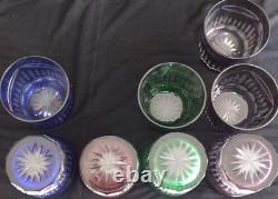 Set of 8 Bohemian Crystal Cut to Clear Tumblers Old Fashioned Glasses