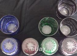 Set of 8 Bohemian Crystal Cut to Clear Tumblers Old Fashioned Glasses