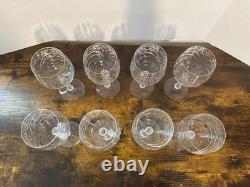 Set of 8 Vintage Rock Sharpe Baden Cut Crystal Water Wine Glasses