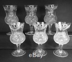 Set of Six (6) EDINBURGH Crystal THISTLE cut Water Goblet Goblets Glass Glasses