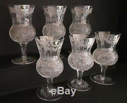 Set of Six (6) EDINBURGH Crystal THISTLE cut Water Goblet Goblets Glass Glasses